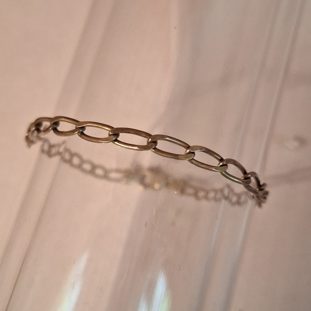 Vintage 925 Chain Style Bracelet Minimalist 's 8 Inches Elongated Curb Link